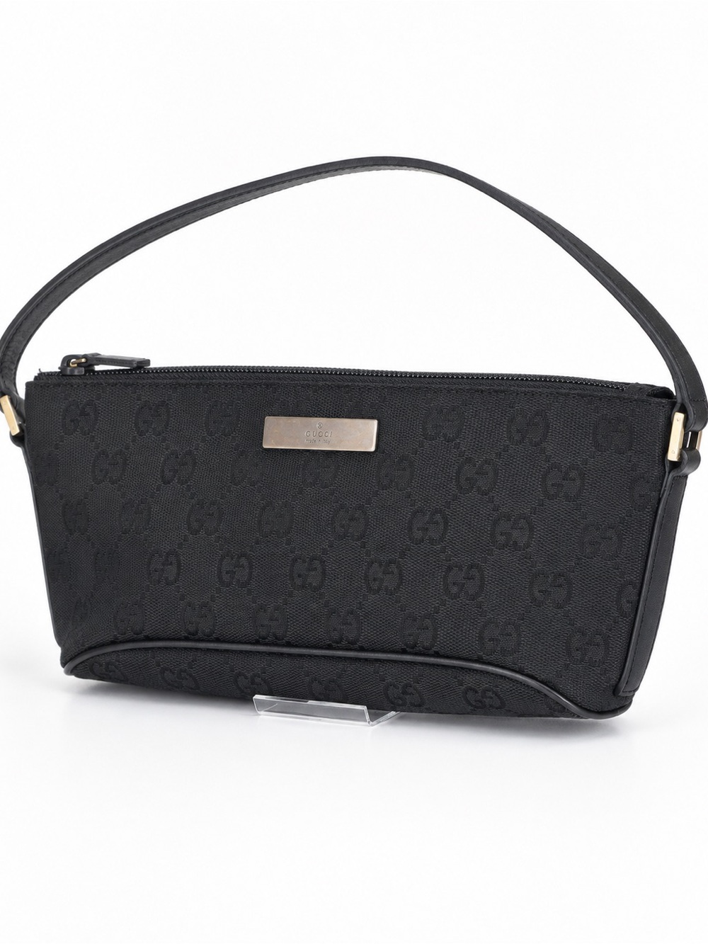 Gucci Black GG Monogram Mini Shoulder Bag Pochette Made in Italy